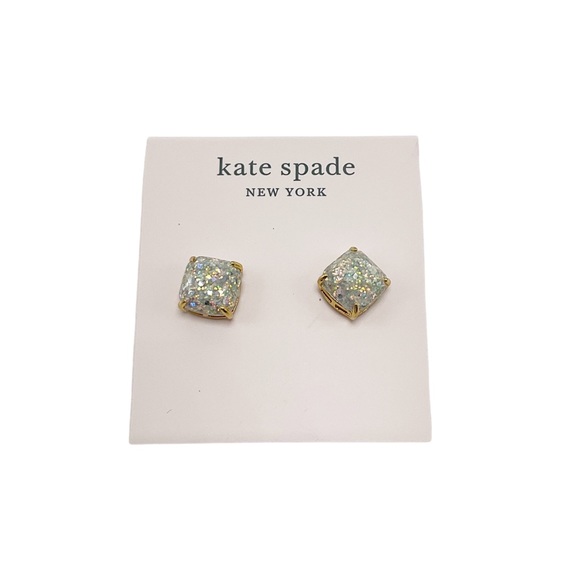 kate spade Jewelry - Kate Spade Opal Gold Glitter Square Stud Earrings